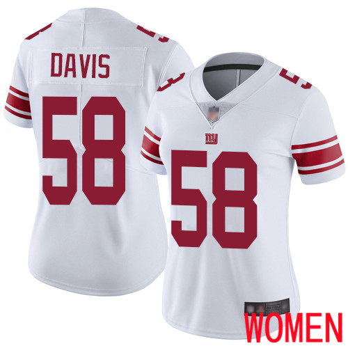 Women New York Giants #58 Tae Davis White Vapor Untouchable Limited Player Football NFL Jersey